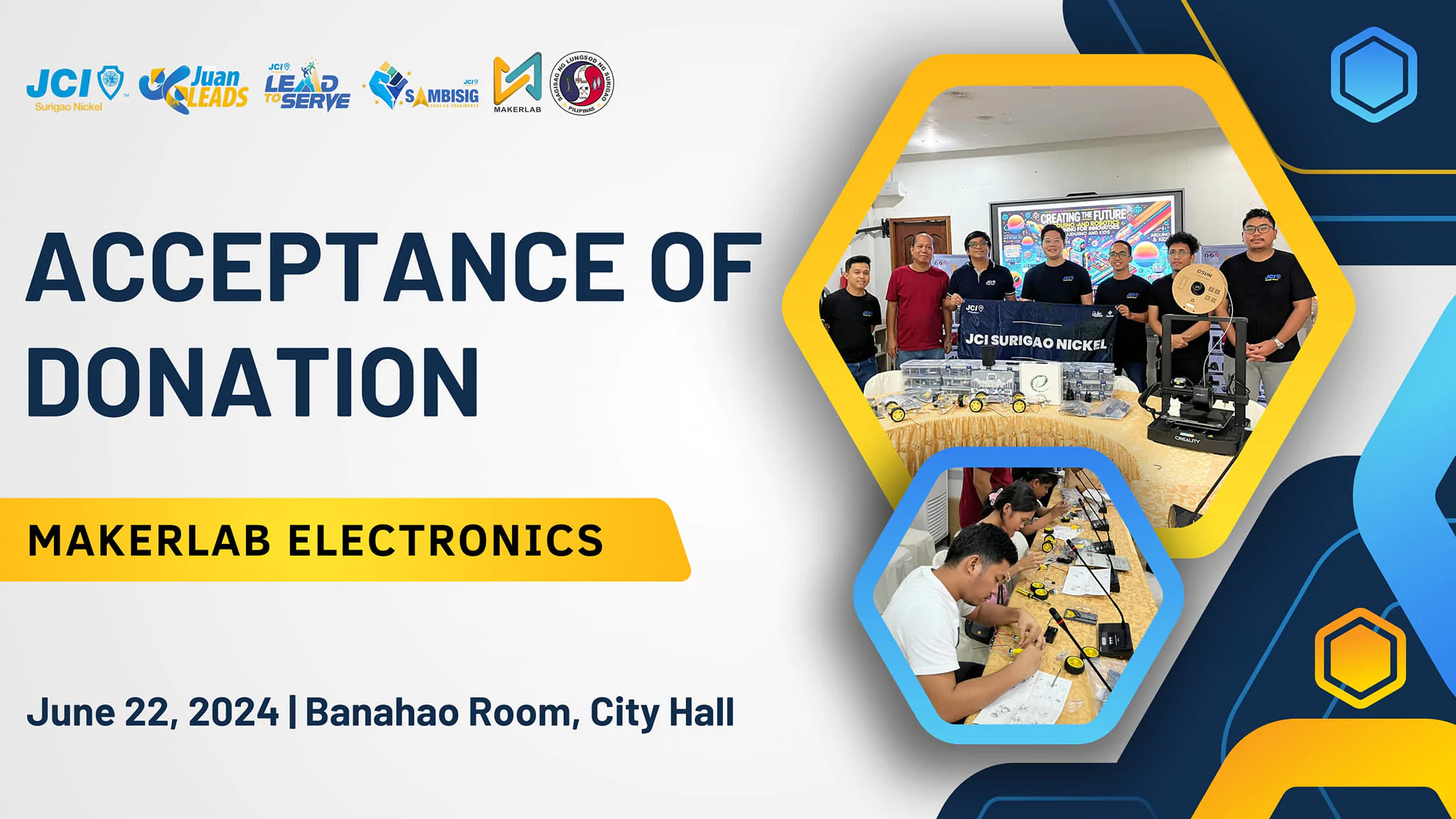 Empowering Innovation: JCI Surigao Nickel Accepts MakerLab Electronics Donation