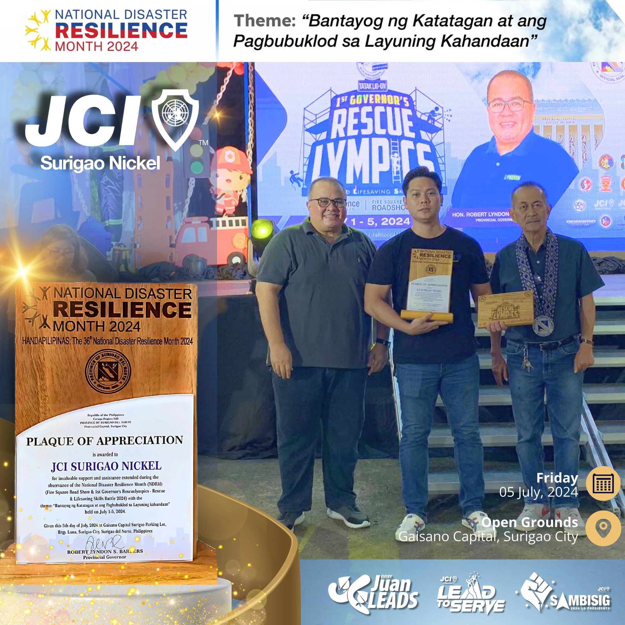 Celebrating Resilience: JCI Surigao Nickel’s Efforts Acknowledged at NDRM 2024