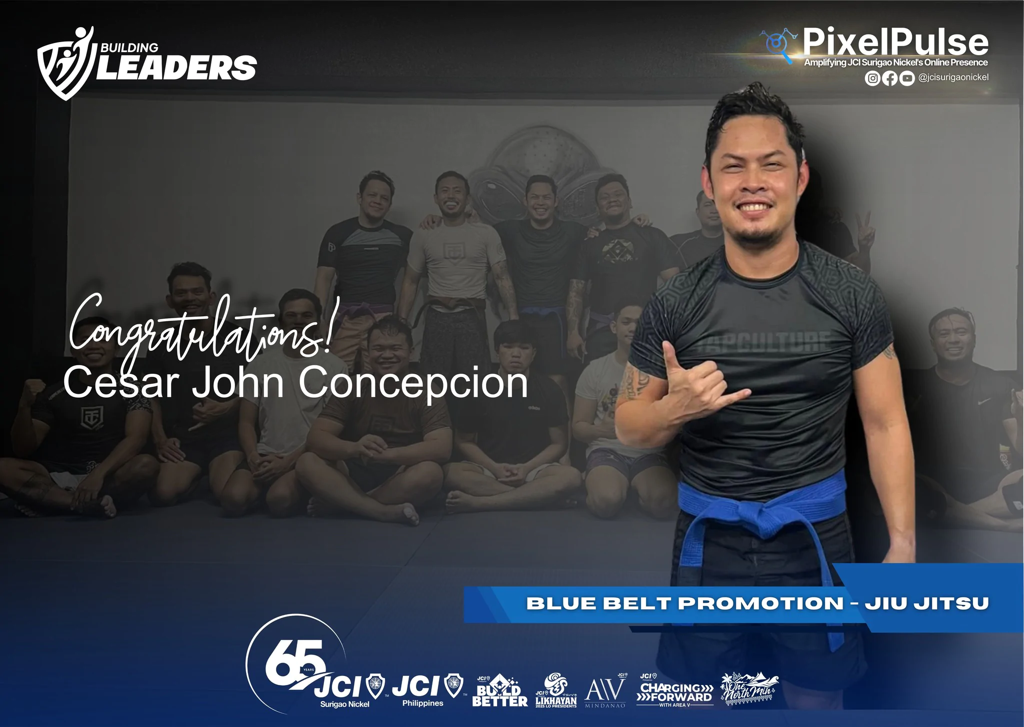 JCI Surigao Nickel Celebrates Cesar John Concepcion’s Blue Belt Promotion in Jiu-Jitsu!