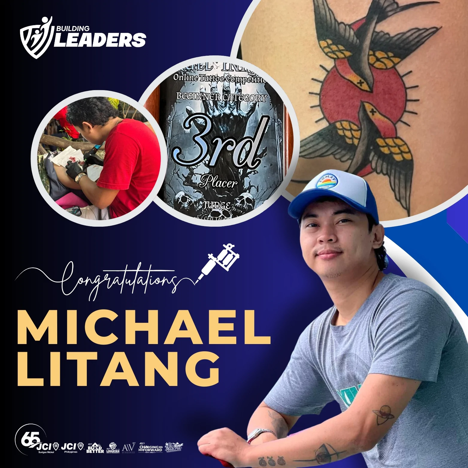 JCI Member Michael Litang Triumphs with 3rd Place Win at SKULL INK V.2 Tattoo Competition!