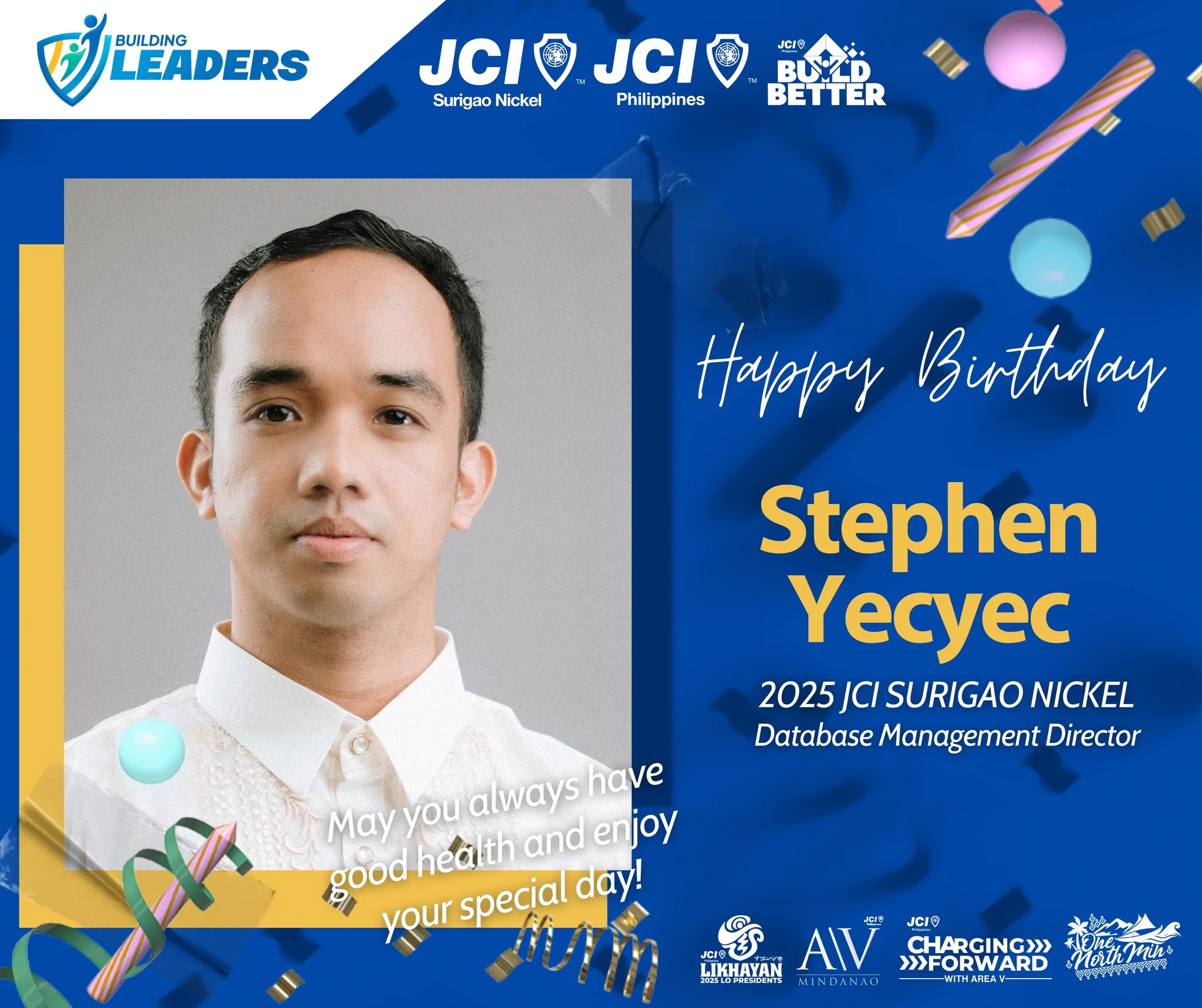 Happy Birthday to our 2025 Database Management Director, Stephen Yecyec!